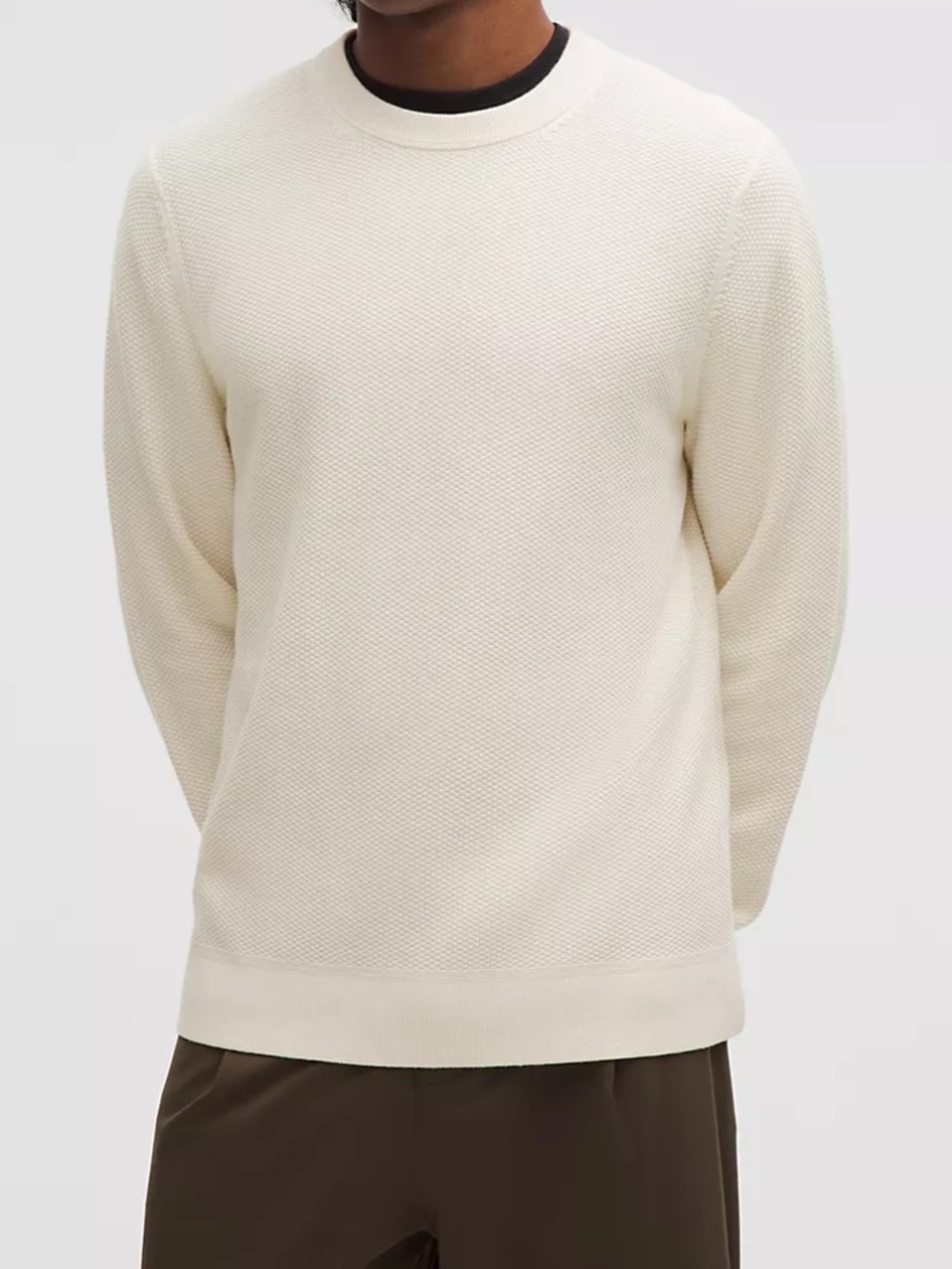 Lululemon Textured Knit Classic-Fit Crewneck Sweater in 'Light Ivory'